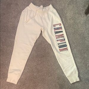 Champion White and Red Sweatpants with Elastic Waistband